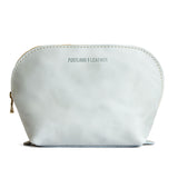 Beluga Belladonna | Leather makeup bag with curved top zipper and flat bottom