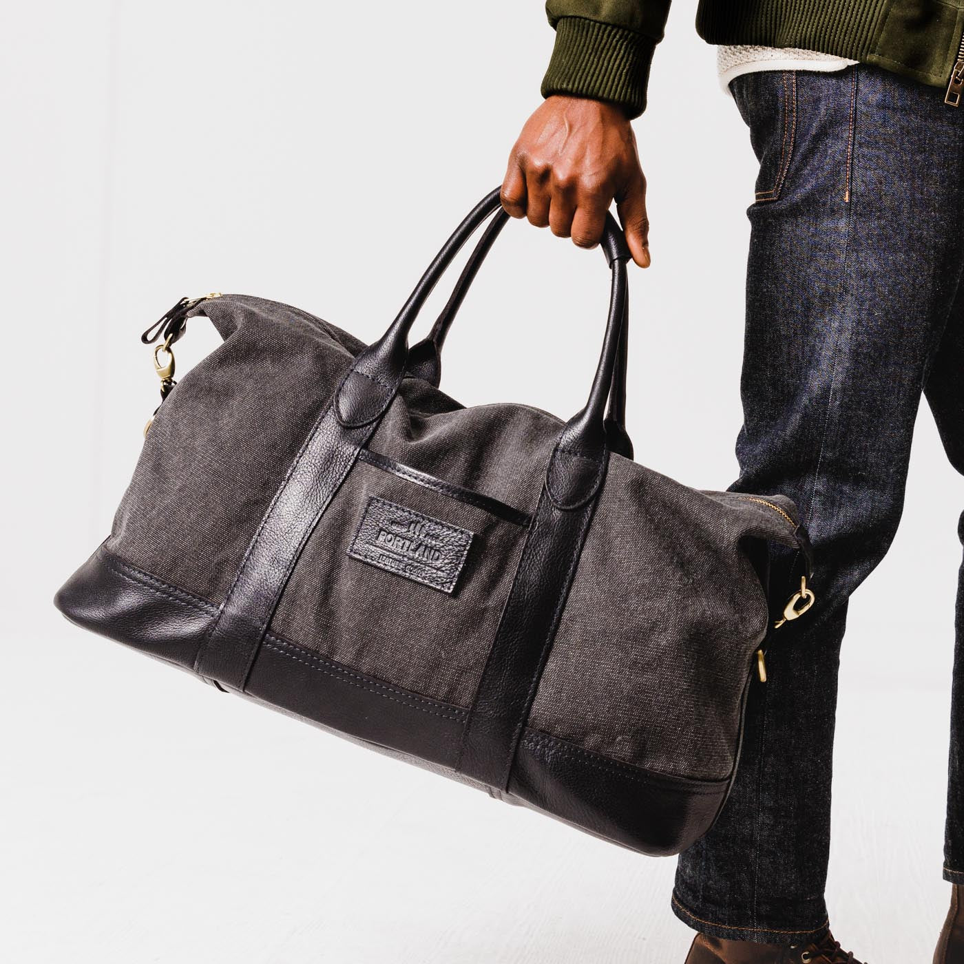 Black canvas duffle discount bag