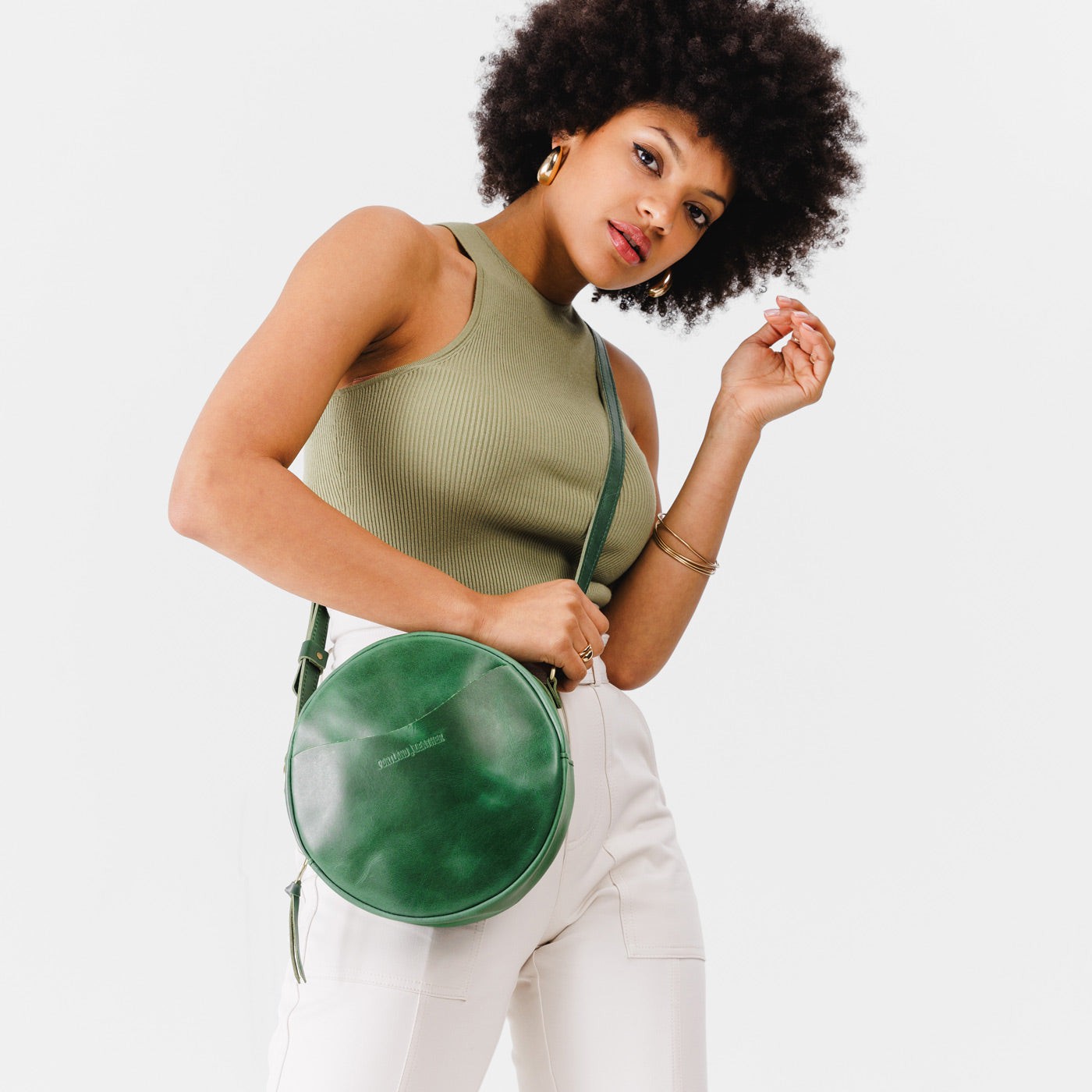 Cowboy Mint*Large | Circle shaped crossbody bag with top zipper