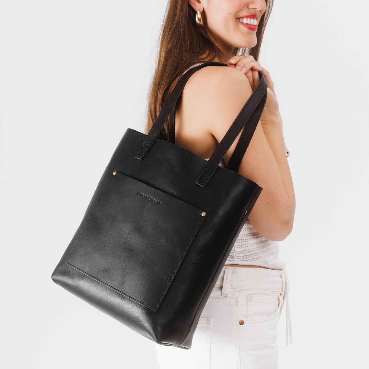 All Color: Black | handmade leather crossbody tote bag