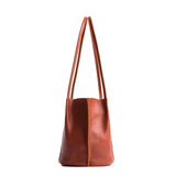 Chestnut | Petite bucket shaped tote bag with matching leather handles