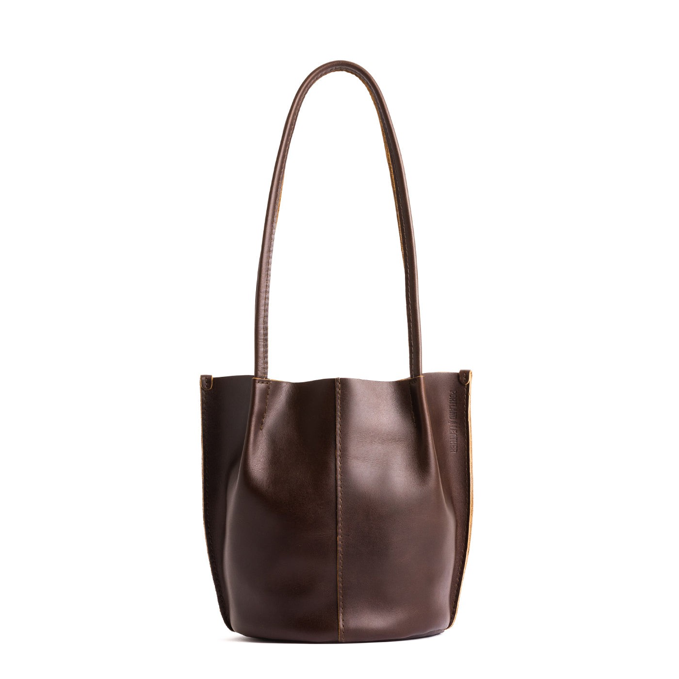 Grizzly | Petite bucket shaped tote bag with matching leather handles