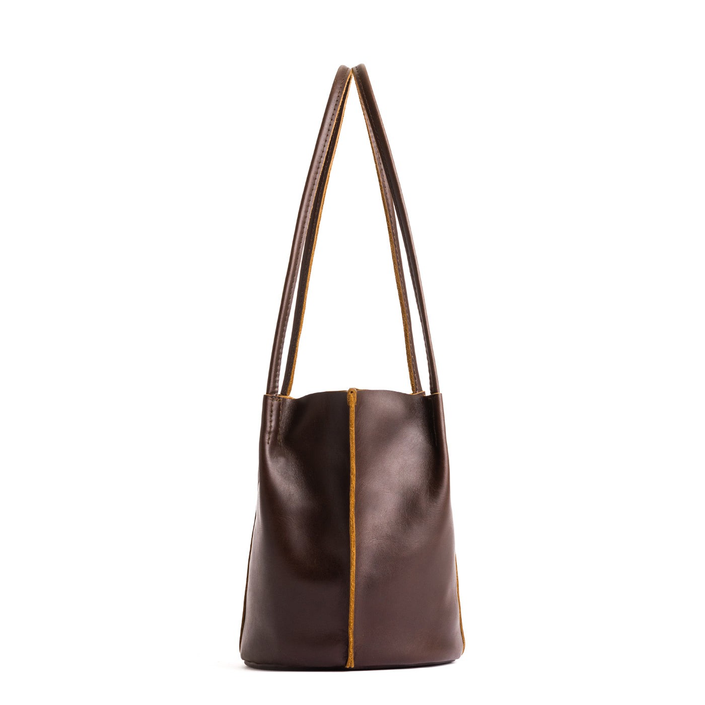 Grizzly | Petite bucket shaped tote bag with matching leather handles