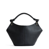 Black Small | Structured bucket shaped handbag with an adjustable shoulder strap