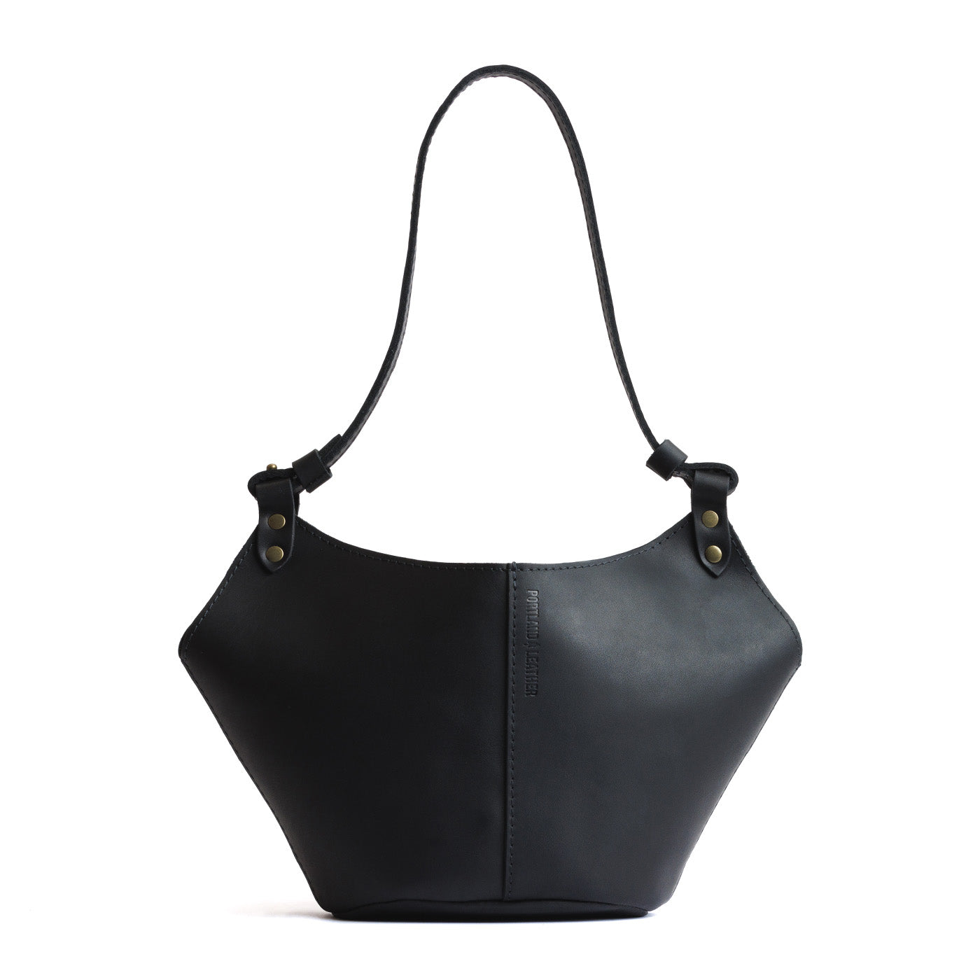 Black*Small | Structured bucket shaped handbag with an adjustable shoulder strap