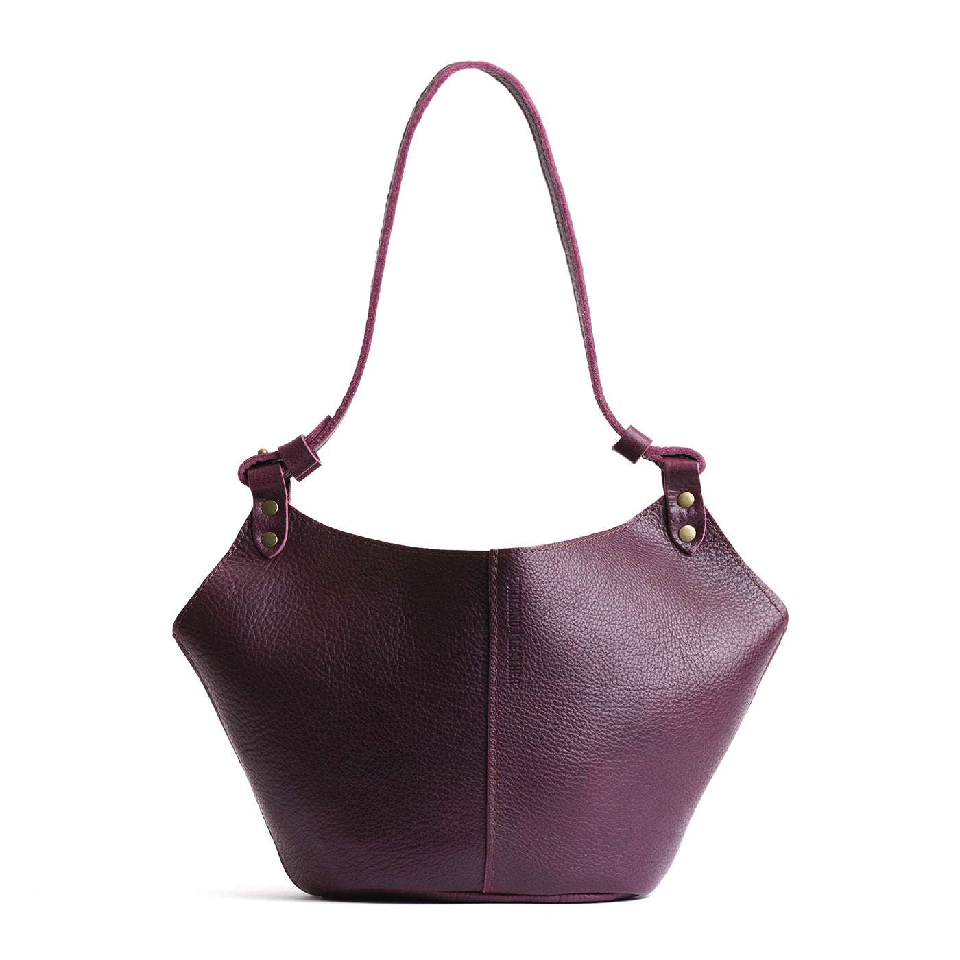 Plum*Small | Structured bucket shaped handbag with an adjustable shoulder strap