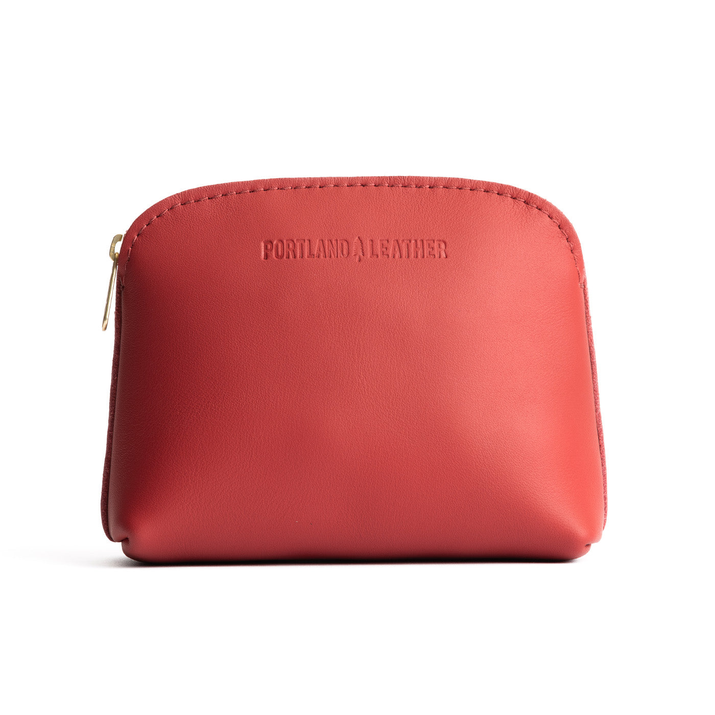 Crimson*Classic | Compact leather pouch with top zipper