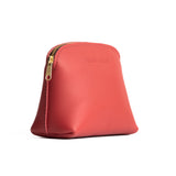 Crimson Classic | Compact leather pouch with top zipper