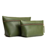 Pine | Large leather makeup bag with zipper