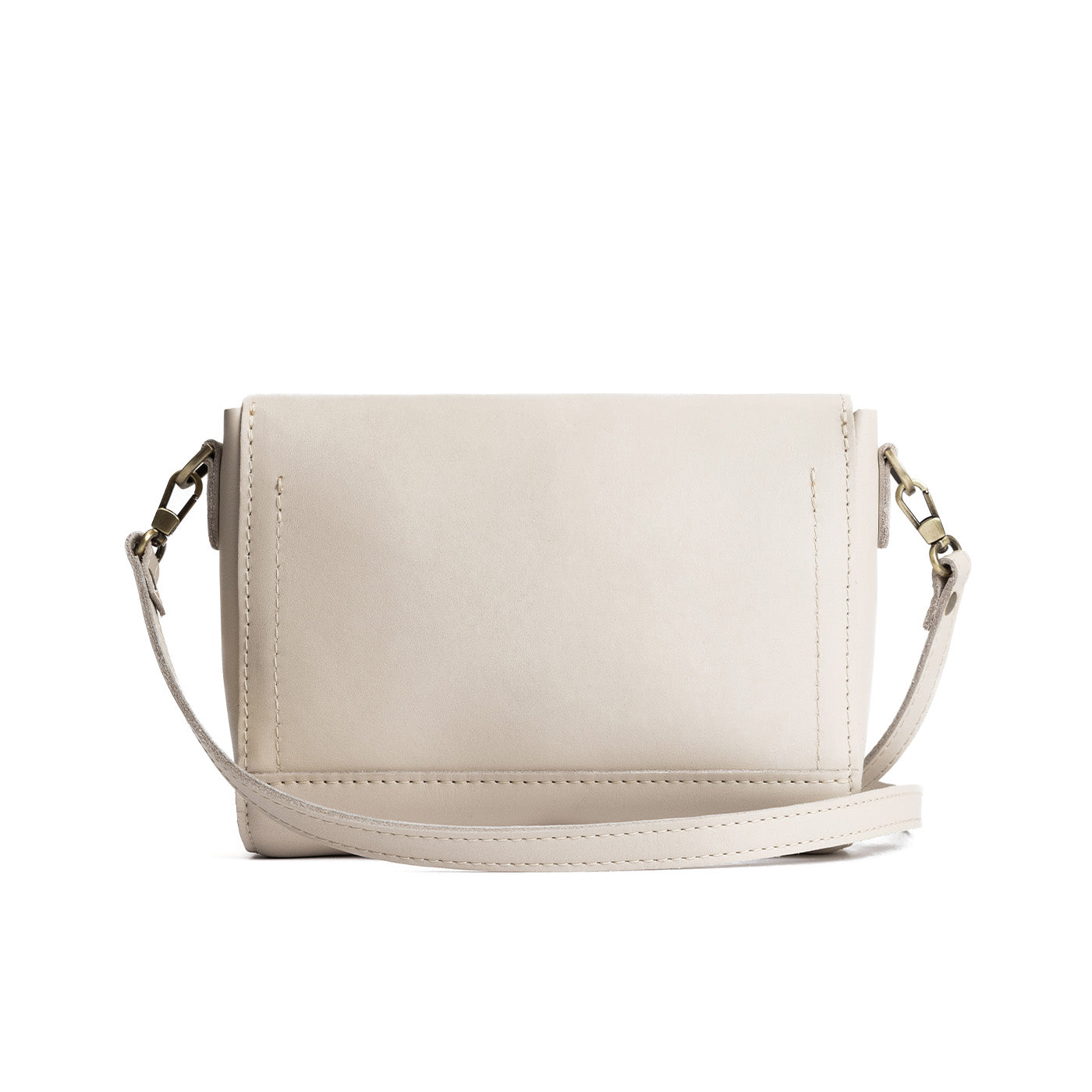 Bone*Medium  | Leather Crossbody Bag with Magnetic Messenger Bag Closure Backside image