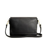 Black Medium  | Leather Crossbody Bag with Magnetic Messenger Bag Closure Backside