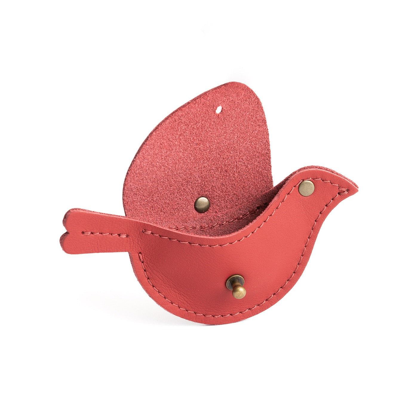 Crimson | Bird shaped pouch with button closure and lobster clasp