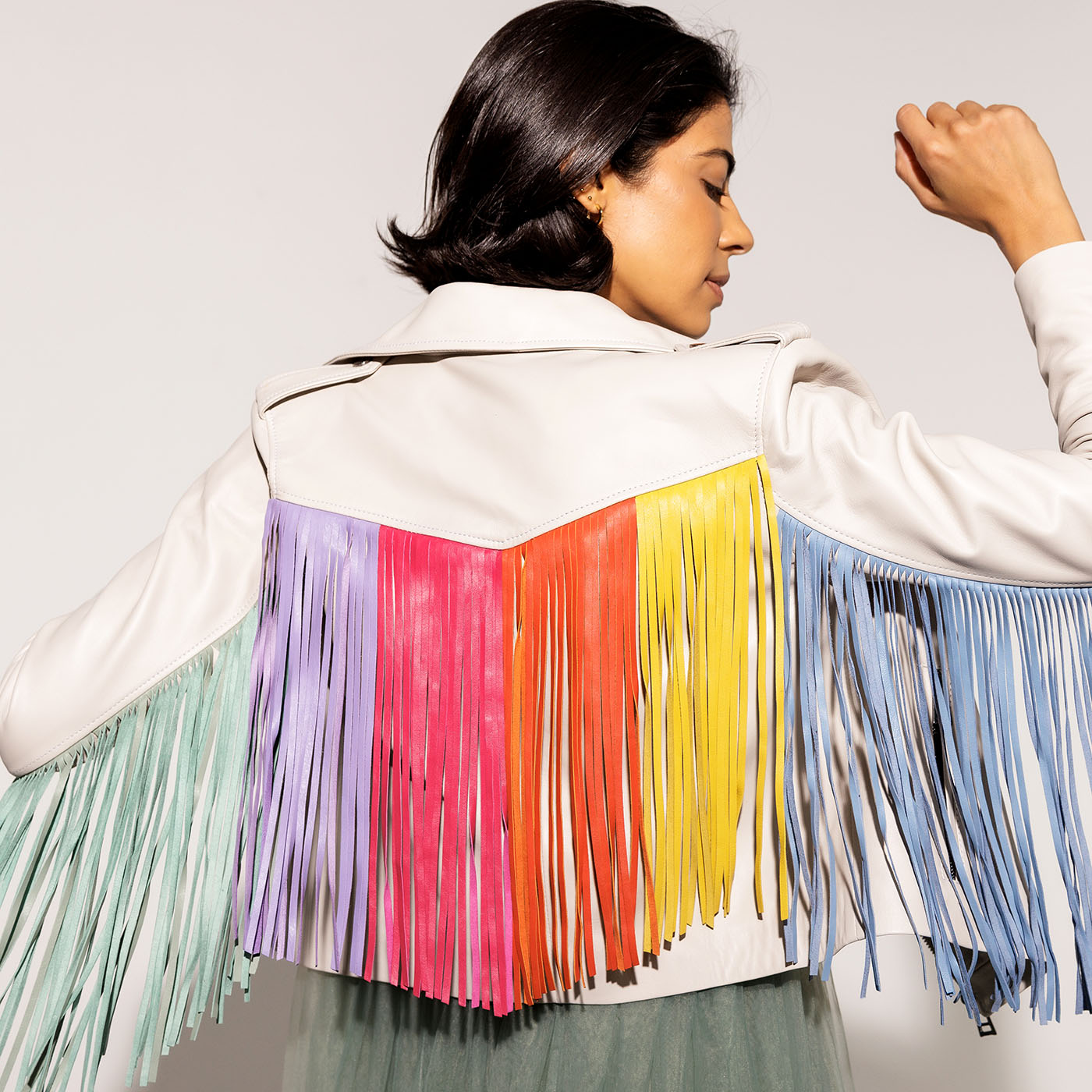 Rainbow sale fringe jacket