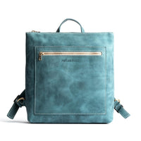 All Color: Aqua | Square slim leather tote backpack