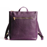 All Color: Plum | Square slim leather tote backpack