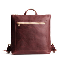 Cinnamon Bear | Square slim leather tote backpack