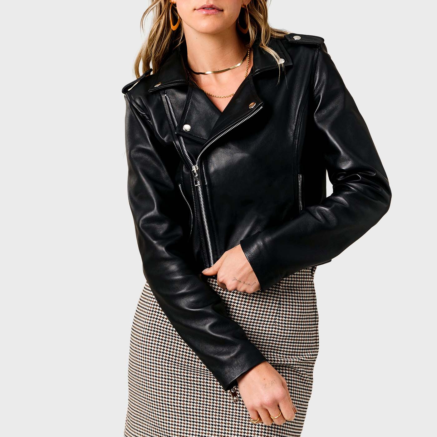 Leather Biker Jacket Black, Women's Jackets