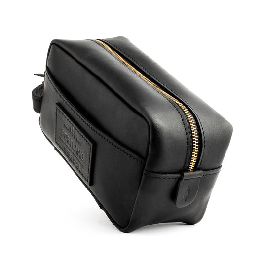 All Color: Black | Large rectangular leather dopp kit