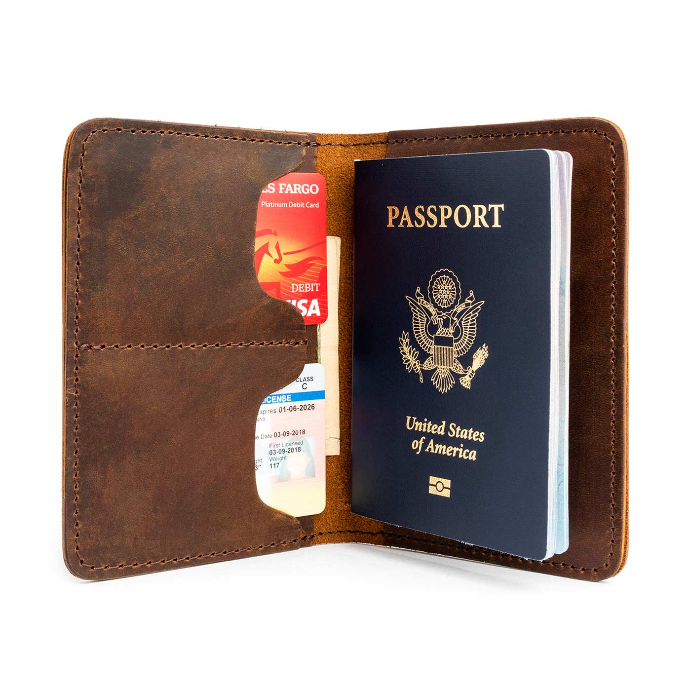 Premium Compact Vintage Brown Luxury Passport Holder - Holds 1 or
