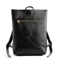 All Color: Black | Rectangular slim leather laptop backpack