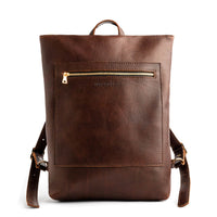 All Color: Coldbrew | Rectangular slim leather laptop backpack