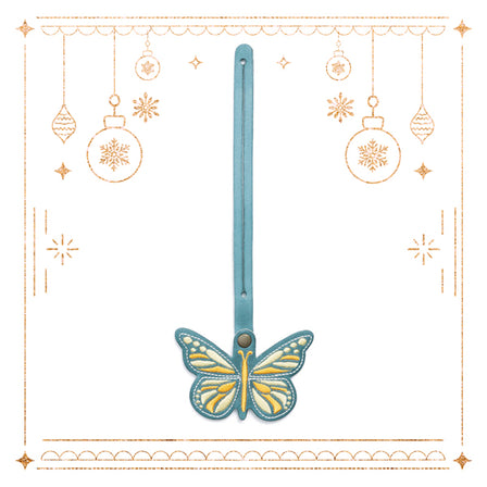 Aqua | Embroidered butterfly tassel accessory