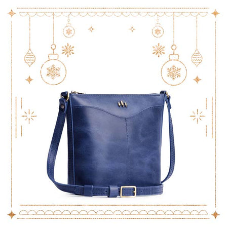 Cowboy Blue | Rectangular side bag with curved front pocket and metal tree shaped badge