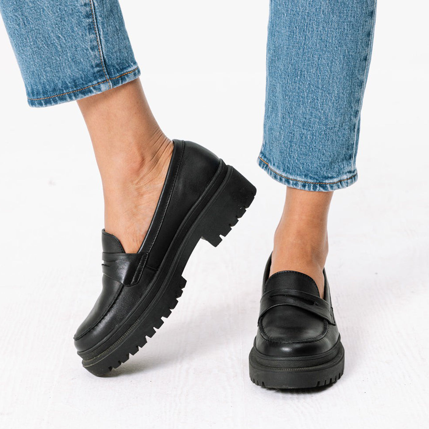 Chunky hot sale leather loafers