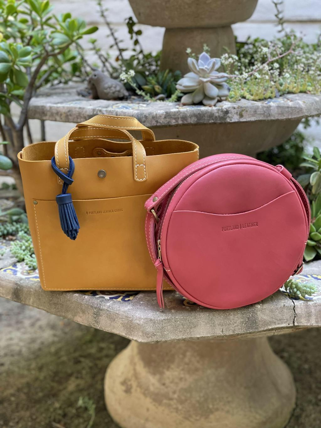 Portland Leather Crossbody w/ authentic Tassel, Bougainvillea