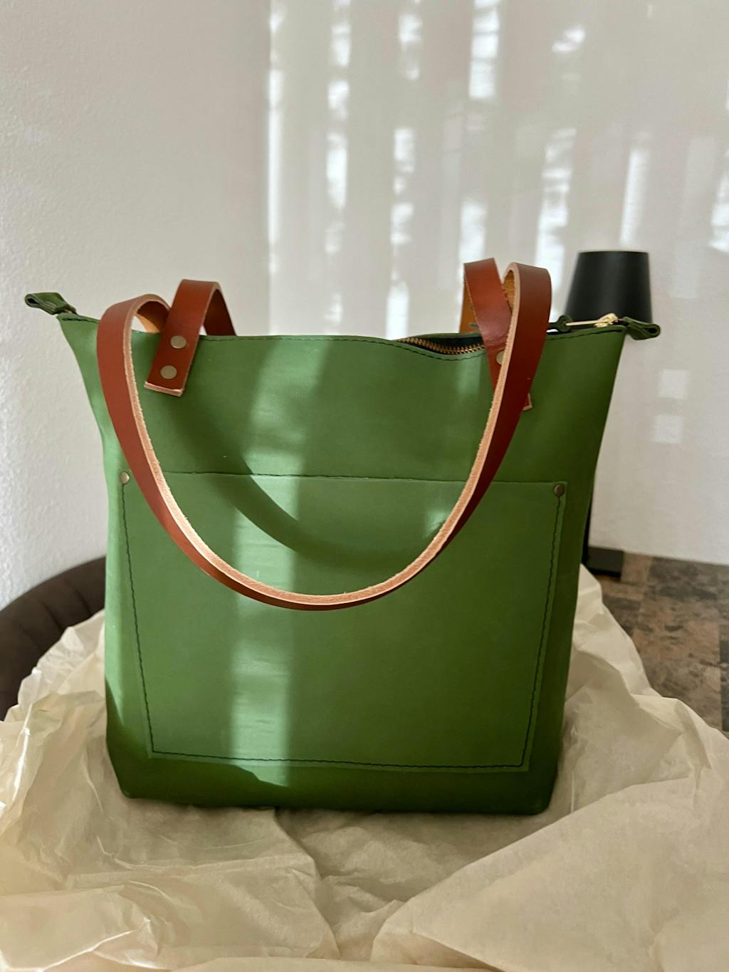 Portland leather store goods kiwi large classic tote