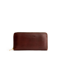 Cognac | Large accordion leather wallet with zipper and PLG logo