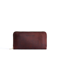 Merlot | Large accordion leather wallet with zipper and PLG logo