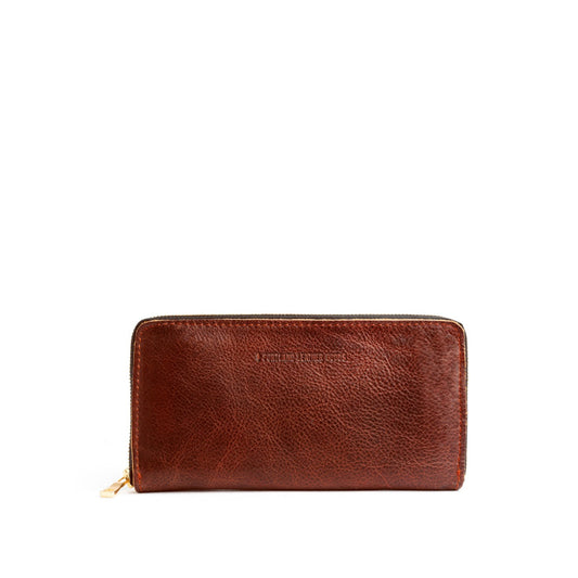 Nutmeg | Large accordion leather wallet with zipper and PLG logo