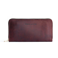 Merlot | Large accordion leather wallet with zipper and PLG logo