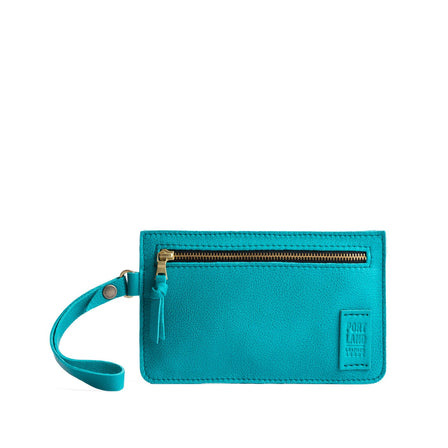 Baja | Flat leather pouch with zipper and wristlet