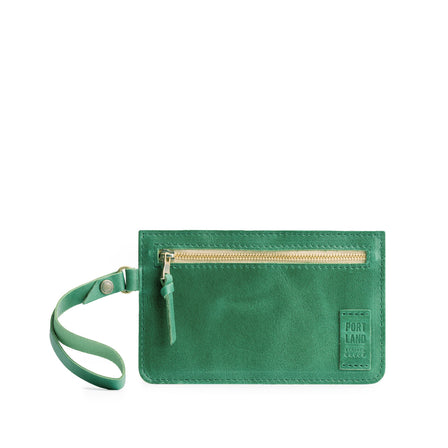 Cowboy Mint | Flat leather pouch with zipper and wristlet