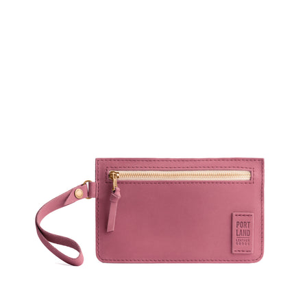 Foxglove | Flat leather pouch with zipper and wristlet