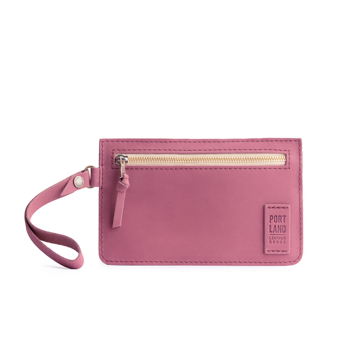 Foxglove | Flat leather pouch with zipper and wristlet