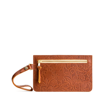 Meadow | Flat leather pouch with zipper and wristlet