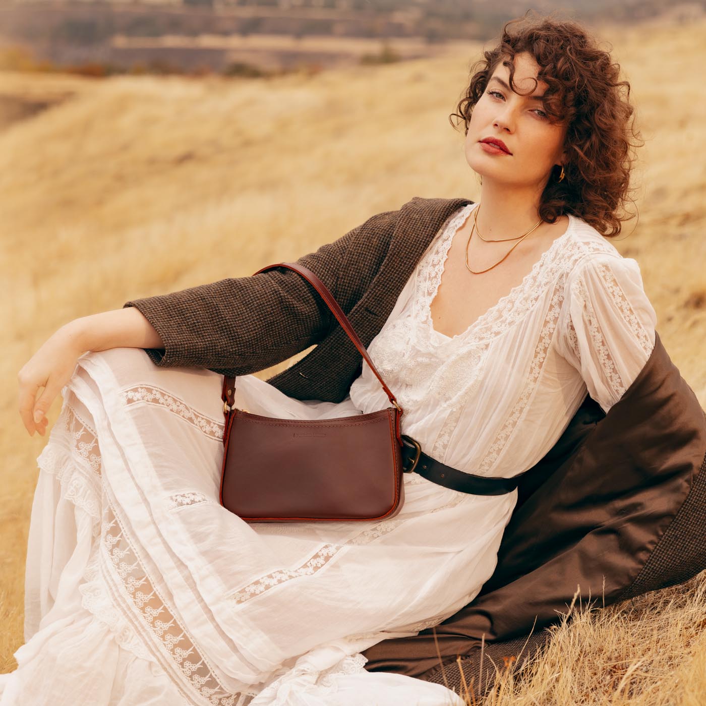 Baguette Shoulder Bag - Brown  Unitude Leather Bags for Women