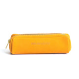 All Color: Turmeric | Leather pouch with a curved top and zipper