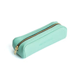 All Color: Mint | Leather pouch with a curved top and zipper