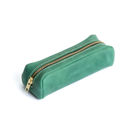 All Color: Surf | Leather pouch with a curved top and zipper