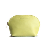 Sugar Snap Bella | Leather makeup bag with curved top zipper and flat bottom