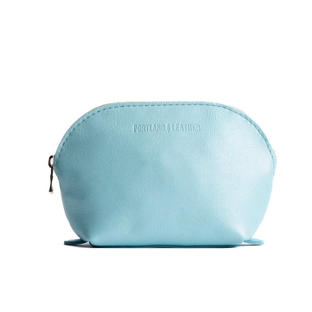 Cabo*Bella | Leather makeup bag with curved top zipper and flat bottom