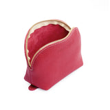 Sugar Bella | Leather makeup bag with curved top zipper and flat bottom