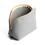 Nimbus Belladonna | Leather makeup bag with curved top zipper and flat bottom