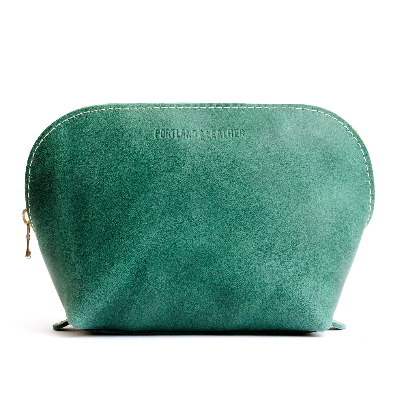 Surf*Belladonna | Leather makeup bag with curved top zipper and flat bottom