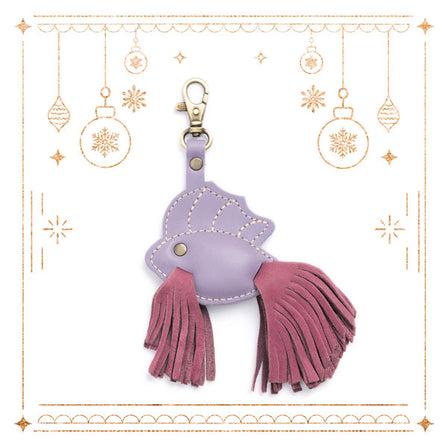 Foxglove | Leather betta fish shaped keychain with tassel fins and metal lobster clasp