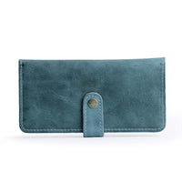 Aqua | Leather wallet with snap closed